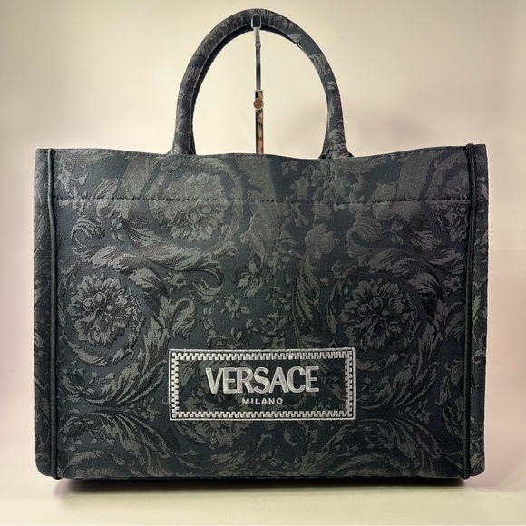 Versace Handbags - NEW! Versace Barocco Athena Medium Tote Black/Gray